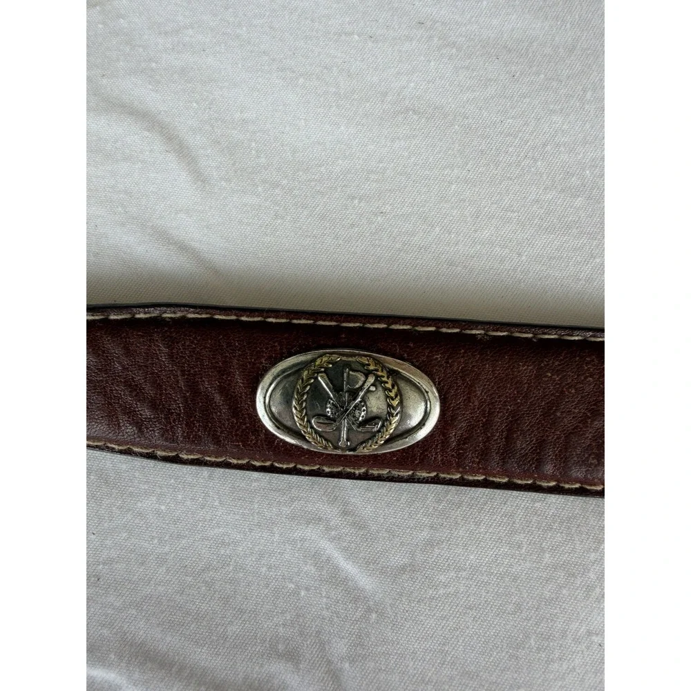 Vintage Italian Leather Belt Brown Metal Tip 1-1/4
